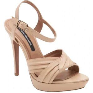 BCBG Max Azria Ravil Criss Cross Platform Sandal in Almond Size 8 *NWOB*